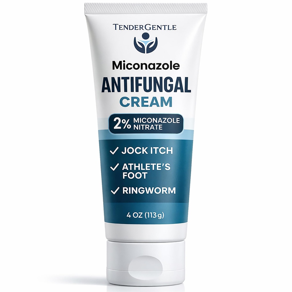 Miconazol Antischimmel Cream for Skin - 4 oz Miconazol Nitraat voor Jock Itch, Athlete's Foot, Jeuk en Ringworm
