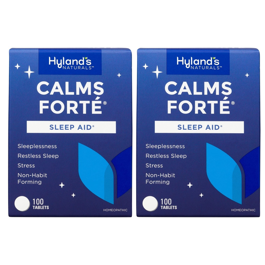 Hyland's Calms Forte' Sleep Aid Tablets, Soulagement naturel de la tension nerveuse et de l'insomnie occasionnelle, 100 comtes (paquet de 2)