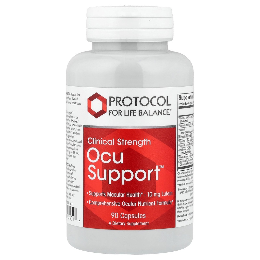 Protocol for Life Balance - Ocu SupportTM (Forces cliniques) - Formule complète avec lutéine pour soutenir la santé maculaire et la fonction oculaire globale - 90 capsules