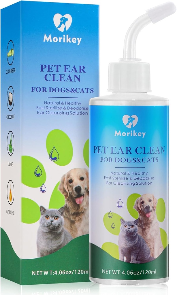 Pet oorreiniger oplossing voor honden&Cats, natuur hond oor druppels helpt elimineren Odor Relieve Soothe Itchiness - 4.06oz/120ml