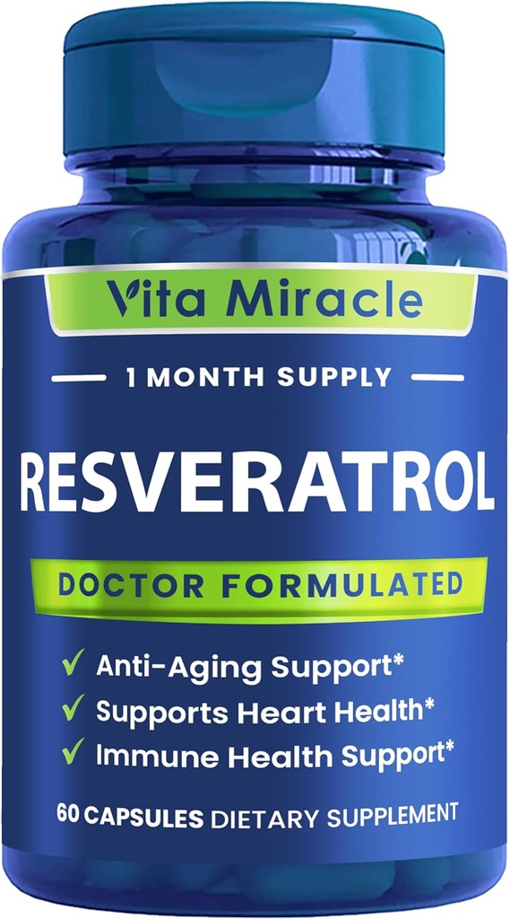 Resveratrol Supplement 1200mg High Potency - Biologische Trans Resveratrol met verbeterde absorptie voor Cellulair en Cognitive Health Supplementen - Niet GGO Vergelijken Deze 1200 mg tot andere 500mg of 1000mg