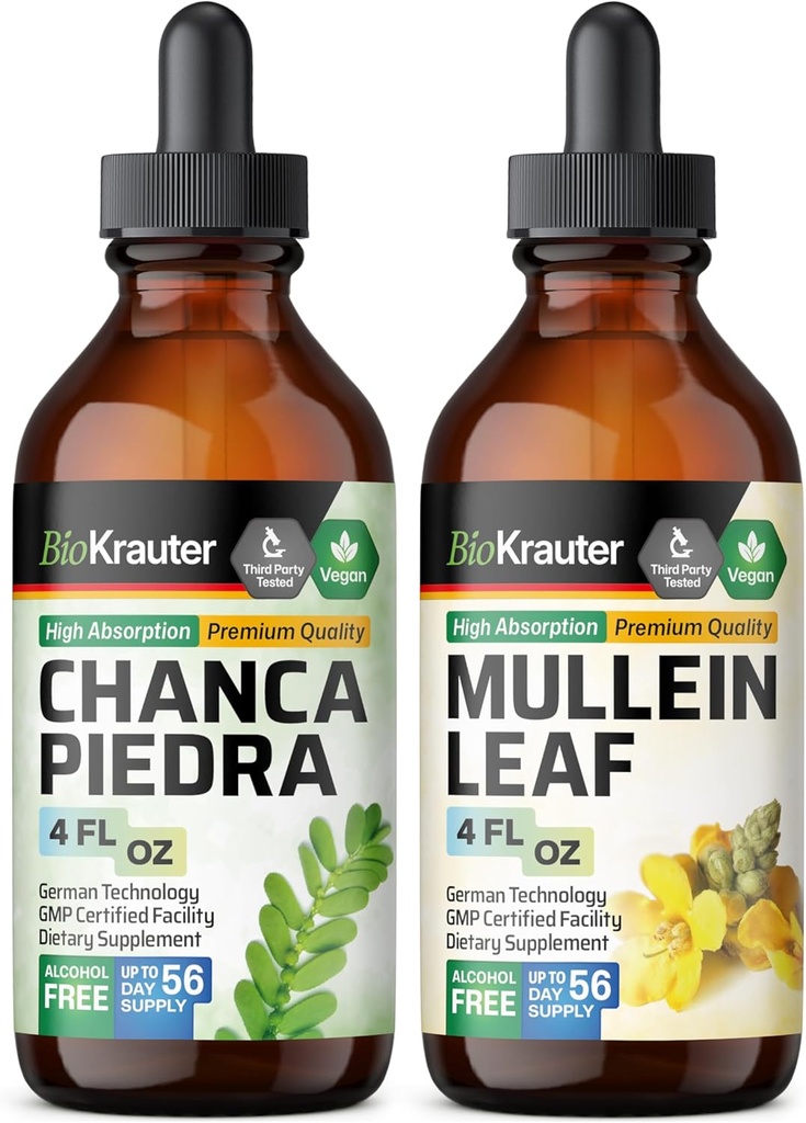 BIO KRAUTER Chanca Piedra Tinctuur 4 Fl. Oz. & Mullein Tinctuur 4 Fl. Oz.