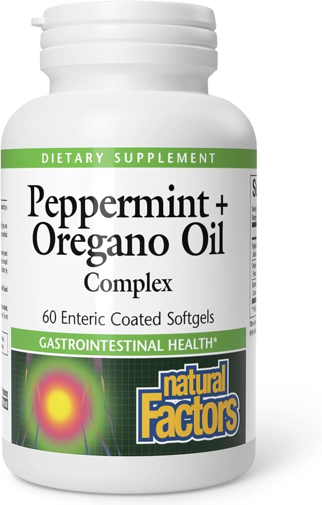 Natuurlijke factoren, Peppermint & Oregano Oil Complex, Digestieve hulp voor gastro-intestinale gezondheid, 60 softgels