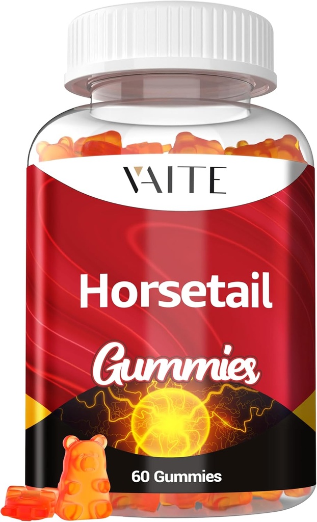 Gommies de croissance de cheveux de cavalier – Supplément silica et antioxydant avec extrait de cavalier pour cheveux, peau et ongles plus forts, sans OGM, sans gluten – Cola de Caballo Hierba – 60 véganes