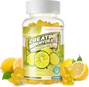 Creatine Monohydraat Gummies Complex for Men & Women - Advanced Formula W/L-Taurine + Vitamine B12, Sugar Free Chewable Supplement,90 Citroen Gummies