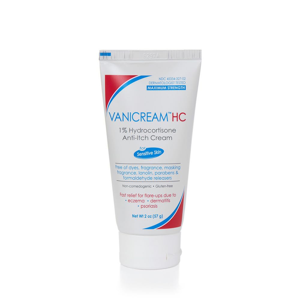 Vanicrea 1% Hydrocortison Anti-Itch Cream - 2 oz - Maximale OTC-sterke formule voor gevoelige huid