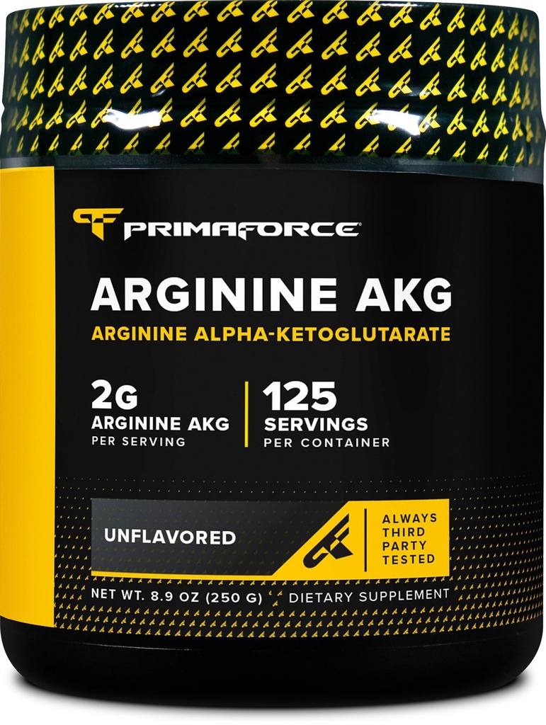 PrimaForce AAKG Arginine Poeder, 250 gram (L-Arginine en Alpha-Ketoglutaraat Acid) Premium Workout Supplement, Non-GMO, Veganistan, Glutenvrij