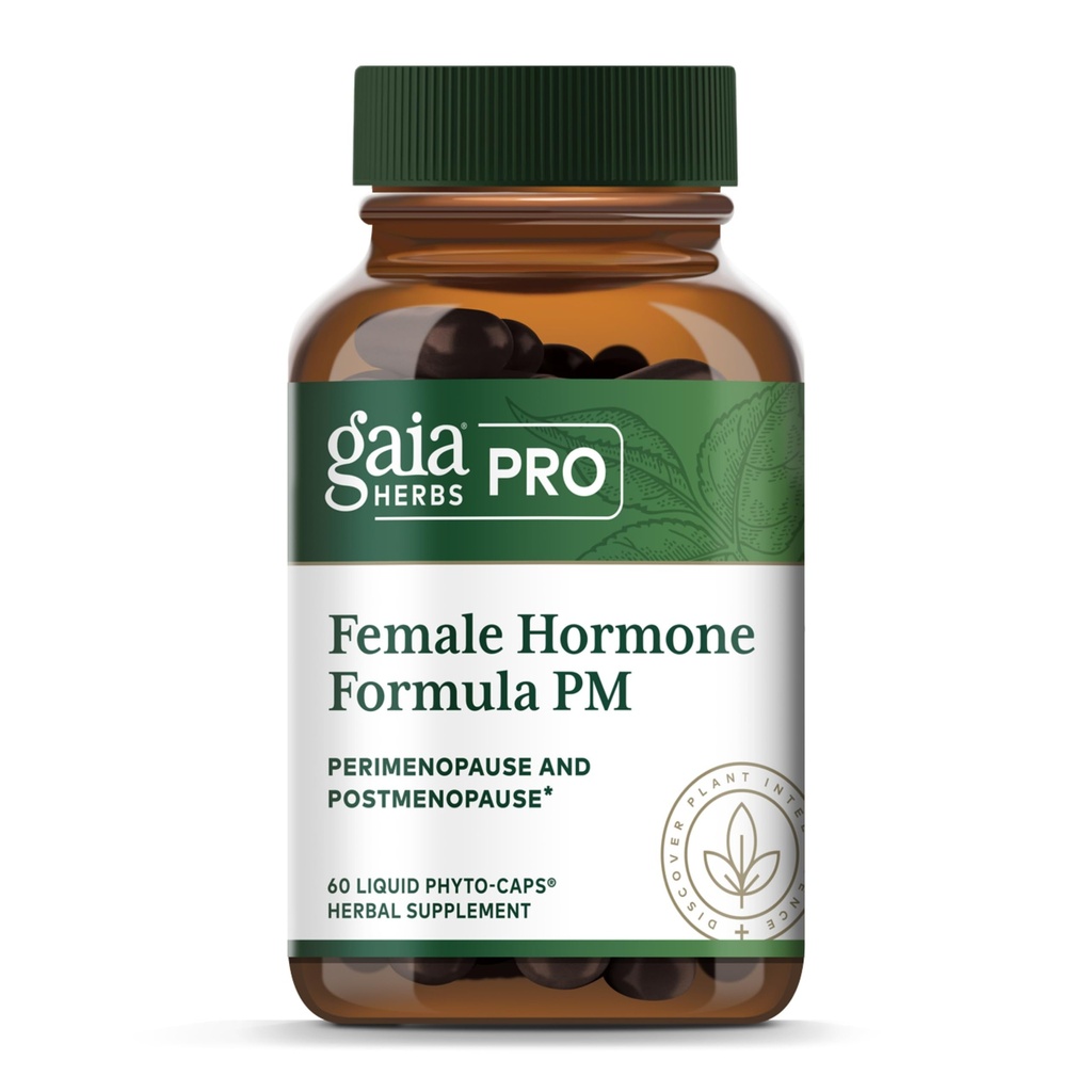 Gaia Kruiden Pro Vrouwelijke Hormonen Formule PM - Vrouwengezondheidssupplement voor Menopauze & Slaapondersteuning - Black Cohosh & St. John's Wort - Vegan, Soy-Free & Gluten-Free - 60 Liquid Phyto-Caps (30 Servers)