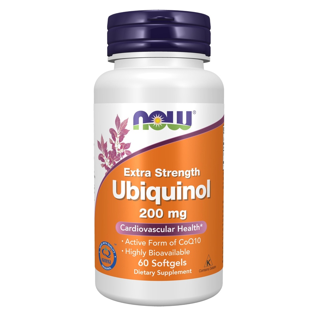 NOW Supplementen, Ubichinol 200 mg, hoge biologische beschikbaarheid (de actieve vorm van CoQ10), 60 Softgels