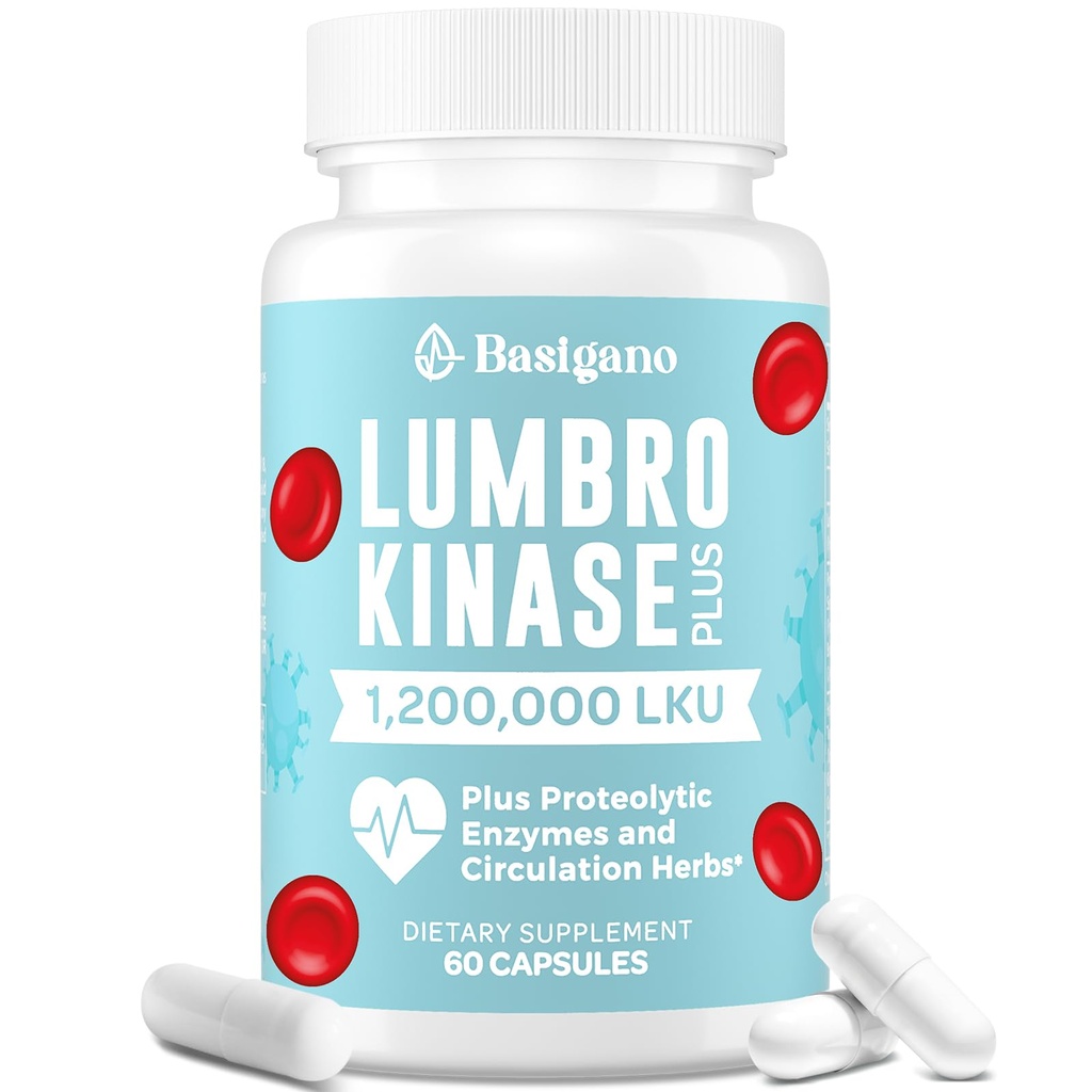 Lumbrokinase Supplement, 1,2 miljoen LKU - 120 mg Capsules, Potent Nattokinase Alternatief met Proteolytische Enzymen en Herbal Blend
