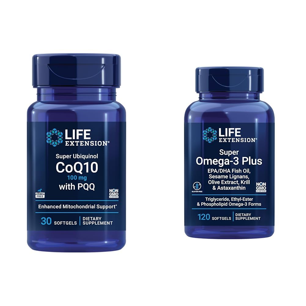 Life Extension Super Ubichinol CoQ10 met PQQ, CoQ10, PQQ & Super Omega-3 Plus EPA/DHA Fish Oil, Sesam Lignans