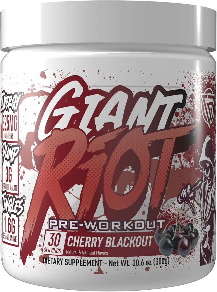 Giant Riot Pre-Workout Powder (30 Servers, Cherry Blackout)