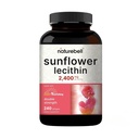 NatureBell Sunflower Lecithin 2.400mg, 240 Softgels Doordrenkt met Non-GMO Zonnebloemzaadolie Rijk aan fosforatidyl Choline Geen soja, Geen Gluten