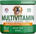Hond Vitaminen + Glucosamine - Kauwbare Multivitaminen + Probiotica, Omega - Hip & Joint Support, Huid & Coat, Gut Health - Volwassen & Senior - Groot en Klein Ras - 120 Kauwen