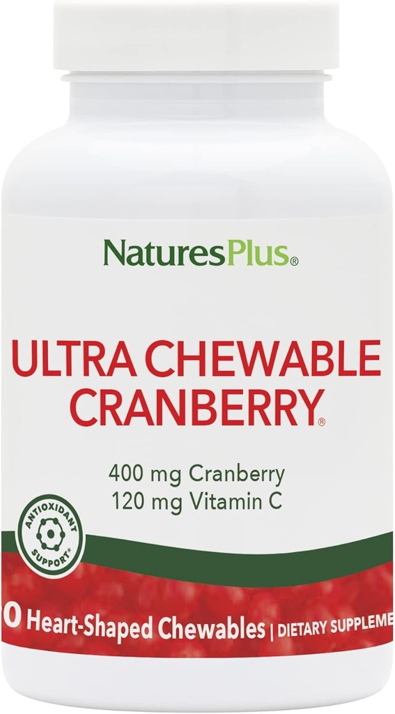 NaturesPlus Canneberge ultra croustillante - 90 comprimés de baies d'amour, paquet de 2 - favorise la santé du trac urinaire - non-OGM, sans gluten - 90 portions totales