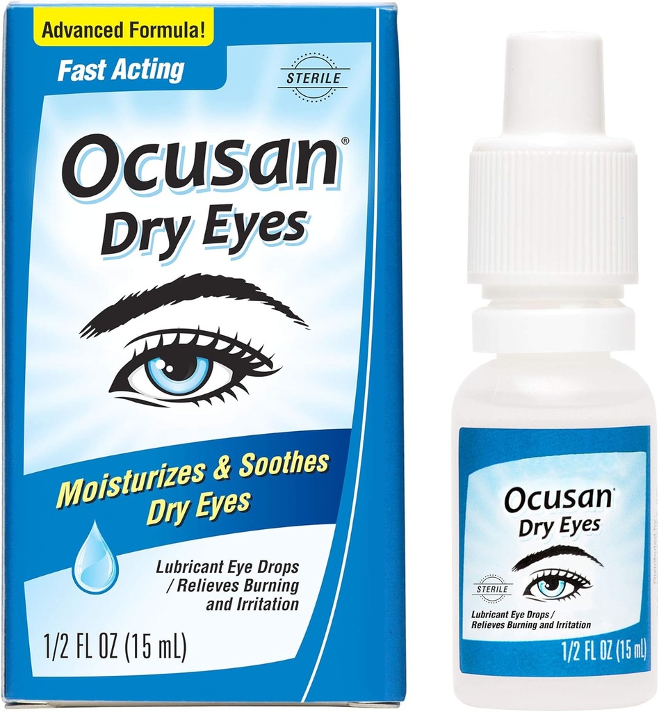 Ocusan Eye Drops for Dry Eyes - Smeerkunsttranen om droge ogen te herstellen, met 2 vochtinbrengende 0.5 FL OZ