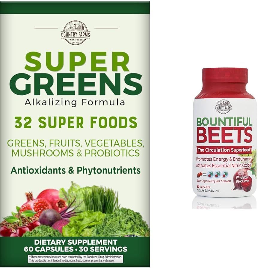 LAND LANDBOUW Supergroen Fruit Plantaardige Probiotica Antioxidanten Fytonutriënten Beetwortel Nitric Oxidatie Circulatie Immune Support Capsules
