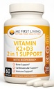 Me First Living Vitamine D3 K2 Supplement Bone and Heart Health Non-GMO Formule 125 MCG Vitamine D3 & 100 MCG Vitamine K2 MK-7 Eenvoudig doorslikken Vitamine D & K Complex met Calcium