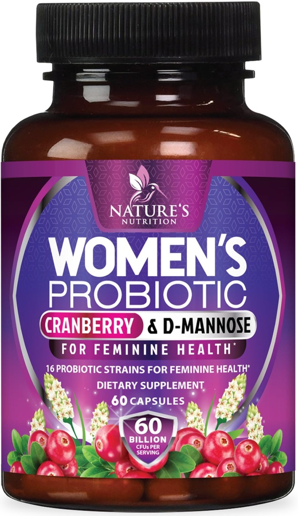 Probiotica voor vrouwen 60 miljard CFU - 16 strains, Prebiotica & Cranberry, PH Balance, Digestieve Gezondheid, Vaginale & Immune Support, Womens Probiotic for Gut Health, Plank Stable - 60 Capsules