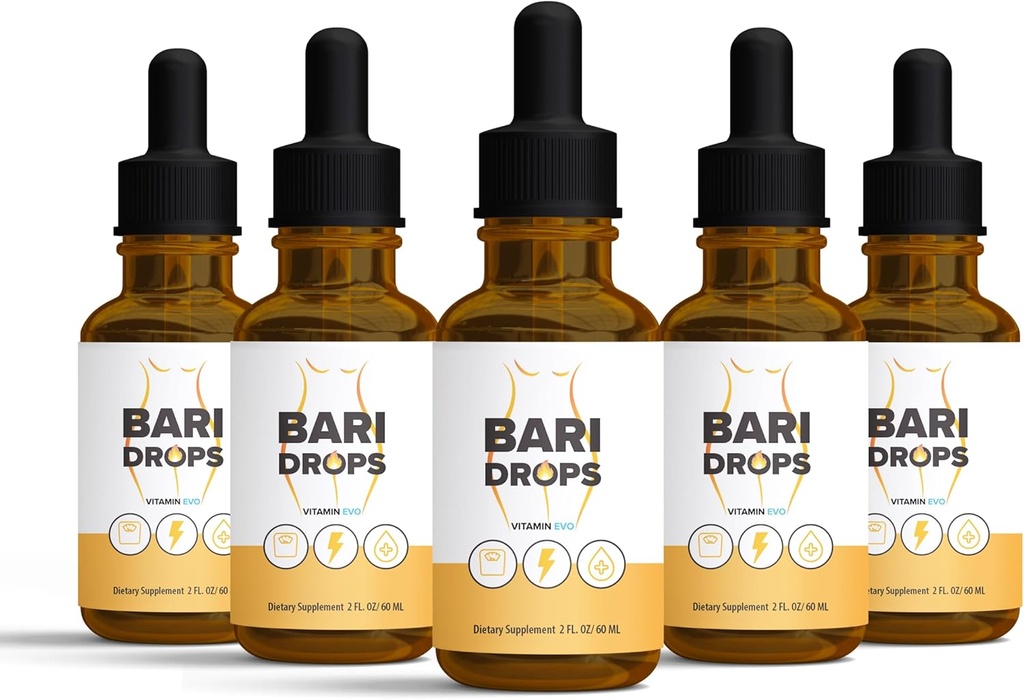 (5 Pack) Bari Drops, GLP-1, Bari Liquid Drops Supplement, BariDrops Liquids Extract Formula, Bari Liquid Drops Review, Premium Lion All Natural Formula, Green Bottle 5 Bottles 5 Month Supply (10 Oz)