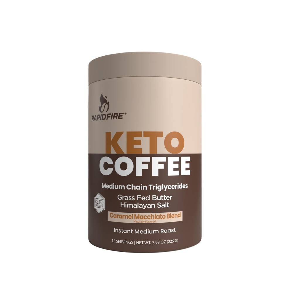 Café Keto à feu rapide Mélange de café instantané, Caramel Macchiato Flavor, 7.93 Ounce (255g), 15 portions