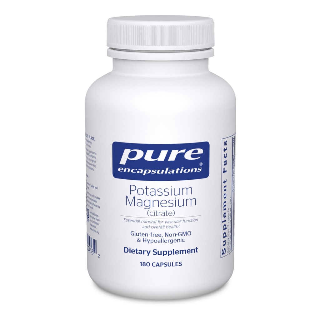 Pure Encapsulations Kalium Magnesium (Citraat) - voor hartgezondheid en botmineralisatie* - Optimale Absorptie - Glutenvrij & niet-GMO - 180 capsules