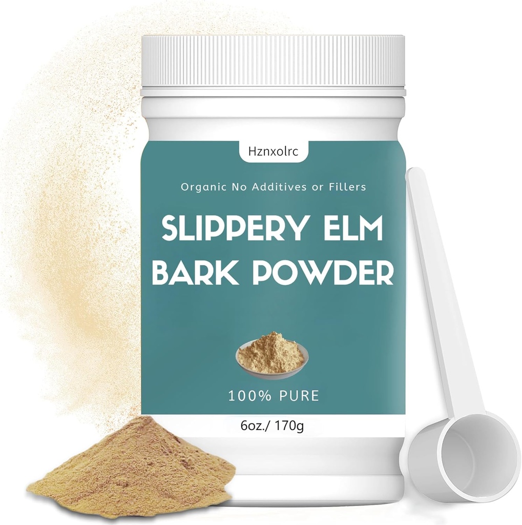 6 oz Organic Slippery Elm Powder, Organic Slippery Elm Bark Powder, 100% Pure & Natural, Food-Grade, Helpt kalmeren The Throat and Coughing, Vegan, Pet vriendelijk