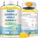 2 Pack Sugar-Free Rhodiola Rosea Gummies, Adaptogene Rhodiola Rosea Supplement & Cortisol Blocker for Enhanced Stamina, Mood Elevation, and Motivation Boost, Non-GMO, Vegan, 120 Count