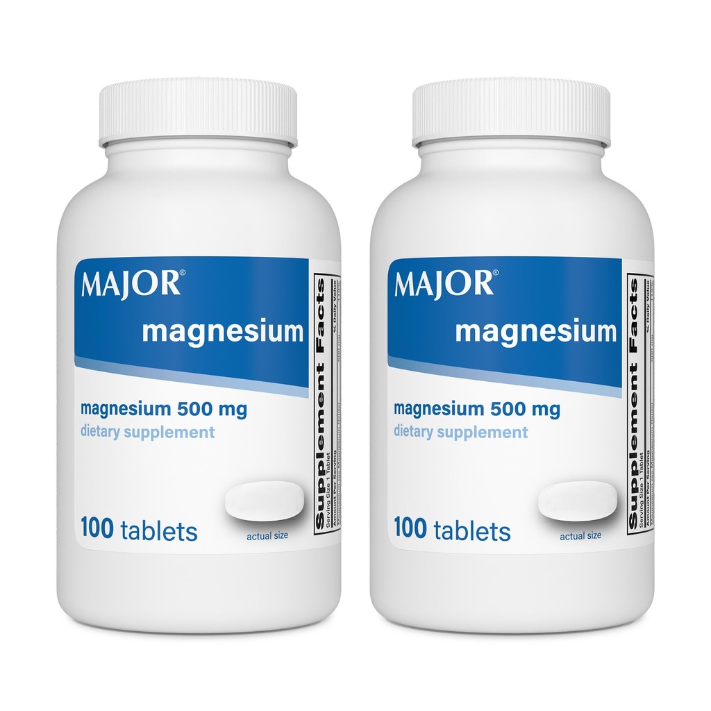 Major Magnésium 500mg - Comprimés d'oxyde de magnésium - Supplément alimentaire - 100 Compte (2 Pack)