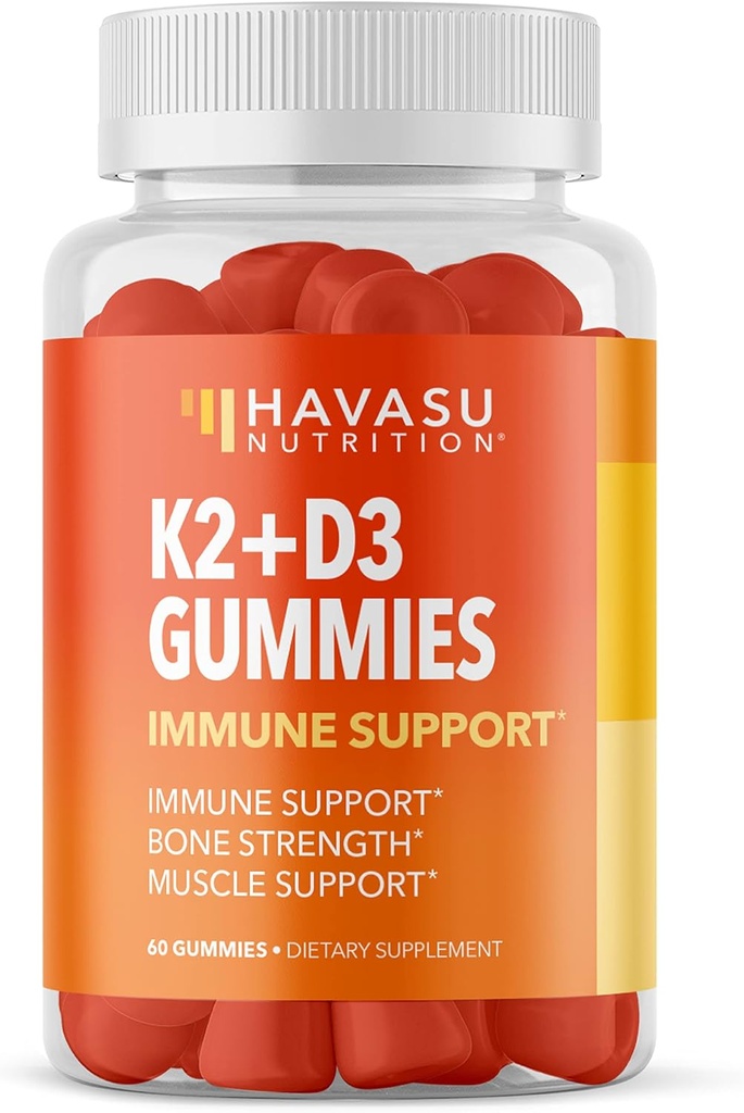 HAVASU NUTRITION Vitamine D3 K2 Gummies, Framboos, 60ct