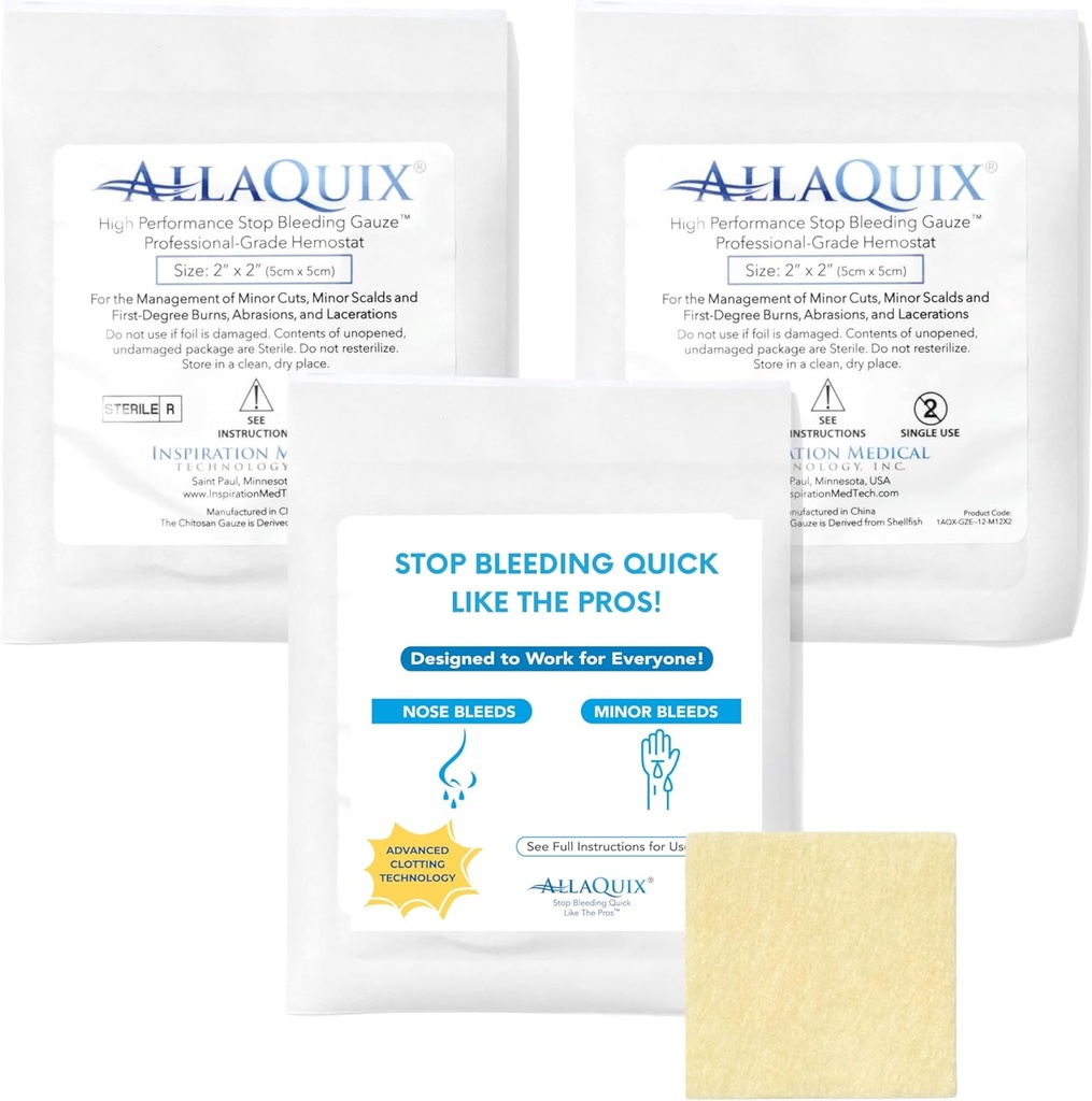 High Performance Stop Bleeding Gauze Pads 3Pack (2"x2")