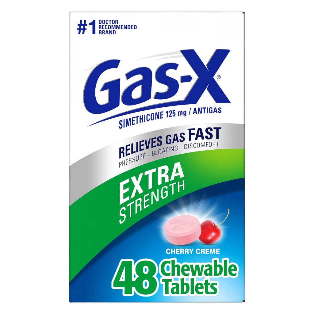 Gas-X Extra sterkte kauwtabletten met Simethicon 125 mg, Cherry - 48 Tellen