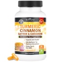 Kurkuma supplement met Saffron, Kaneel en Cardamom Plus BioPerine Black Pepper Extract voor optimale Absorptie, Natuurlijke Tumerische Curcuma Gezamenlijke Ondersteuning Supplement voor Vrouwen en Mannen, 60 Capsules