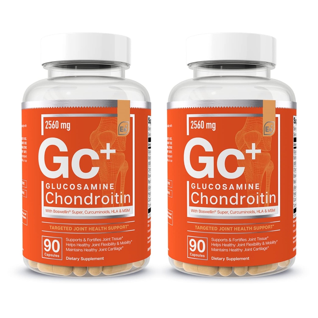 Essentiële elementen Glucosamine Chondroitin MSM Boswellia Serrata Hyaluronzuur supplement Gezamenlijke ondersteuning Antioxidant supplement voor flexibiliteit - 180 capsules (2-pack)