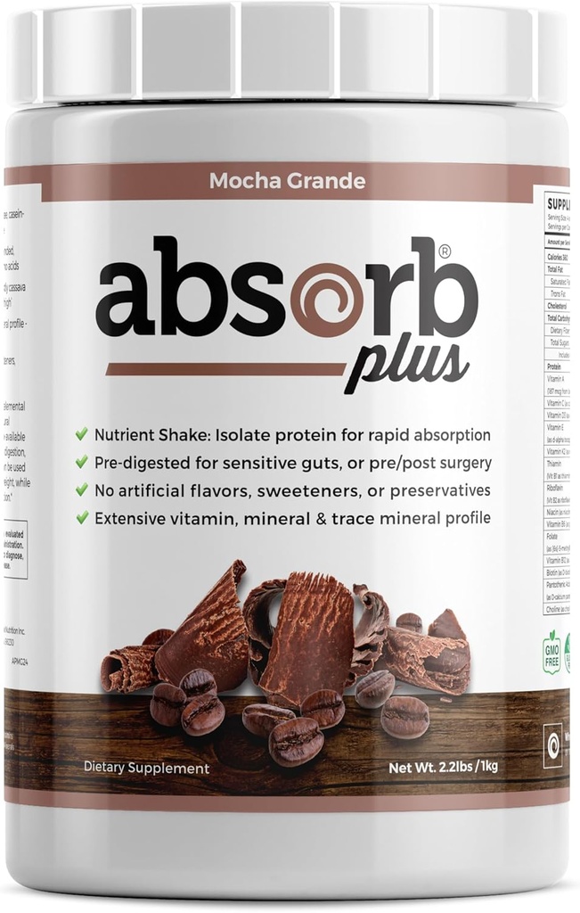 Isolaateiwit - Dieetsupplement voor verbeterde Gut Health, Extra voedingsondersteuning, Non-GMO, Glutenvrij, Lactosevrij, Caseïnevrij (2.2 Lbs, Mocha Grande)