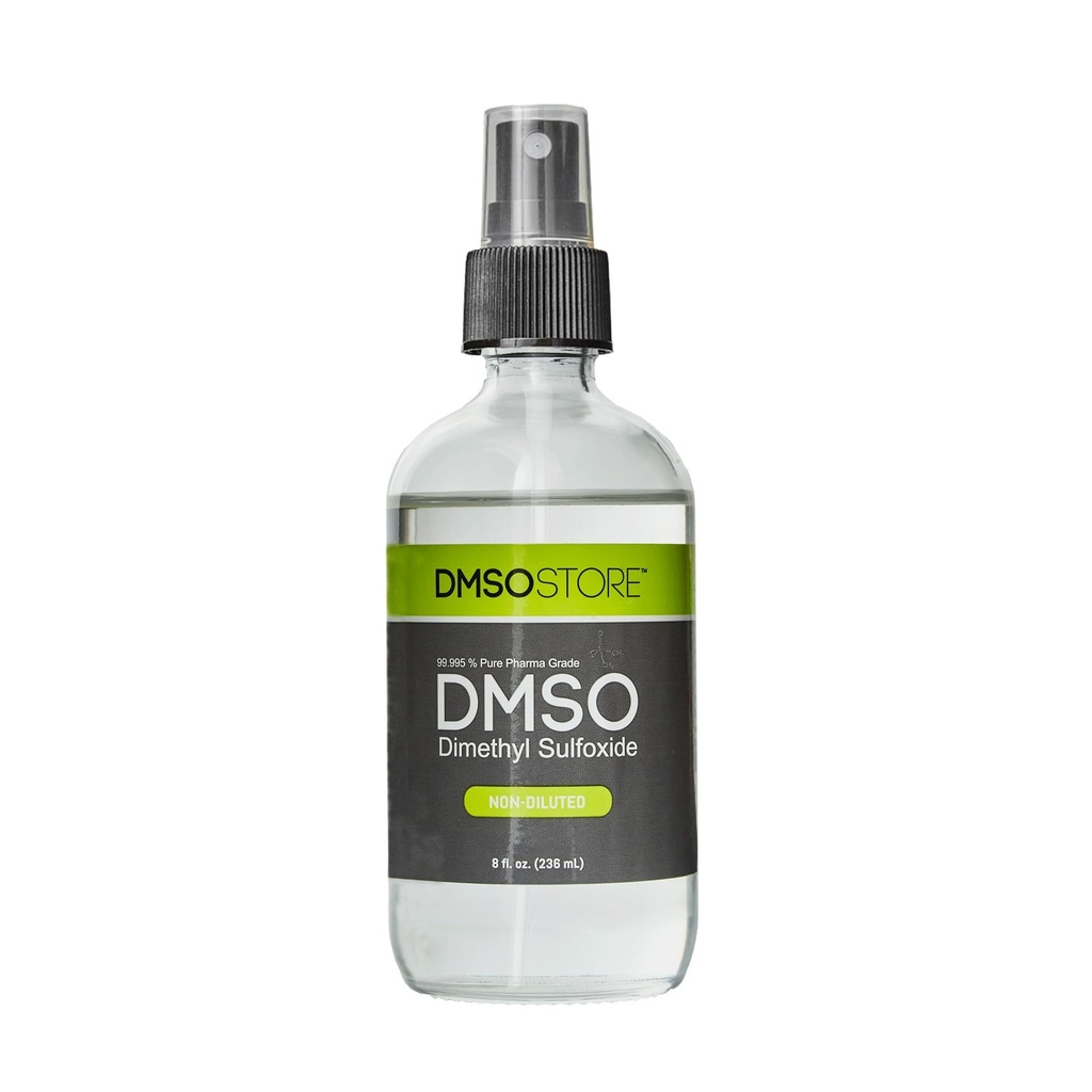 DMSO 8 oz. Vloeibaar in een Steriel glazen spuitfles, Pure 99,995% Pharma Graad, Niet-verdund, Low Odor, Dimethylsulfaat Gemaakt door DMSO Store