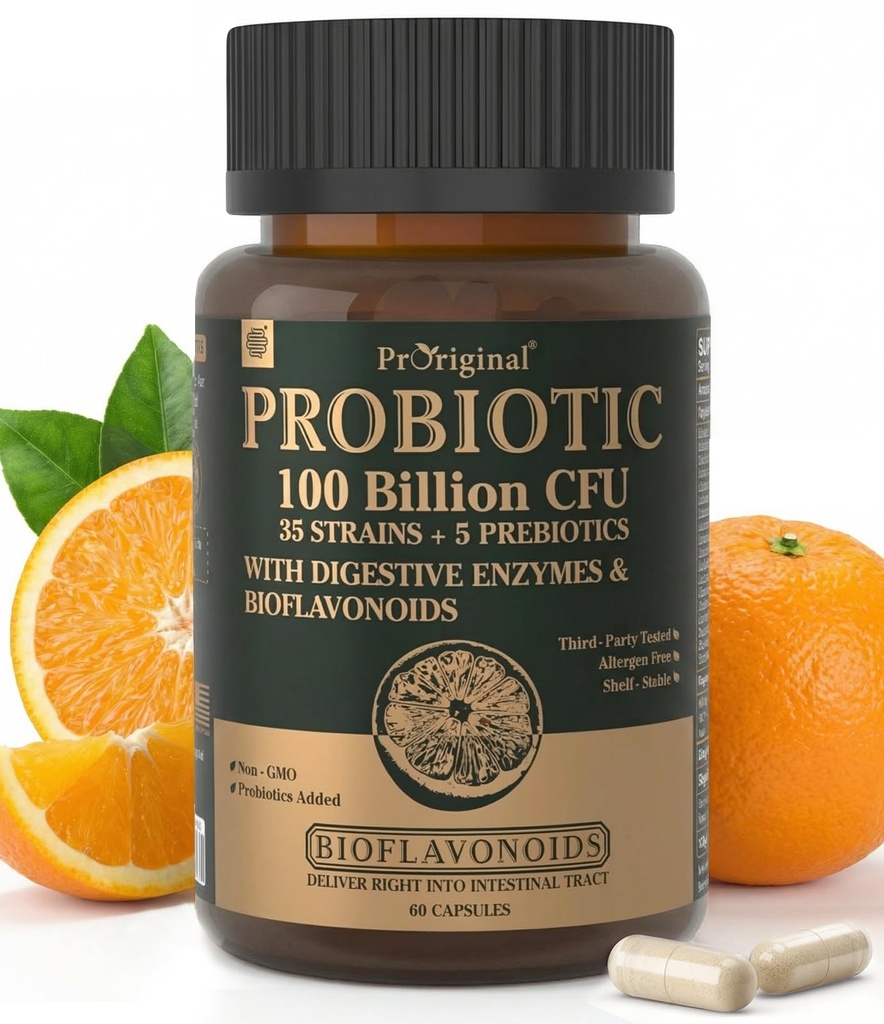 Probiotica met prebiotica voor mannen en vrouwen - 35 Strains Probiotica 100 Miljard CFU voor Gut & Digestieve Gezondheid, Vegan Acidophilus Probiotic Supplement, Non-GMO Raw Probiotic 60 Capsules