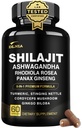 8-en-1 Shilajit pour hommes et femmes avec supplément biologique Ashwaganda Himalayan avec Rhodiola Rosea, Ginseng, Turmeric, Champignon, pour le soutien immunitaire, l'énergie, calme, Focus, Clarté, Sommeil, Cortisol