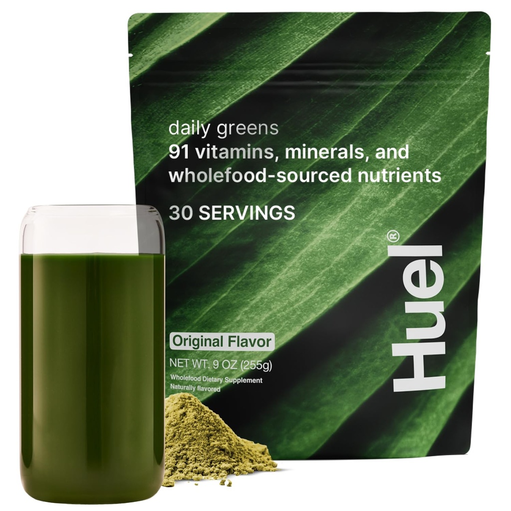 Huel Daily Greens (en anglais seulement) Superfood Greens Powder (en anglais seulement) 91 Vitamines, minéraux et ingrédients d'origine alimentaire complète (en anglais seulement) Adaptogènes, antioxydants, probiotiques amis des guts (en anglais seulement) 30 portions