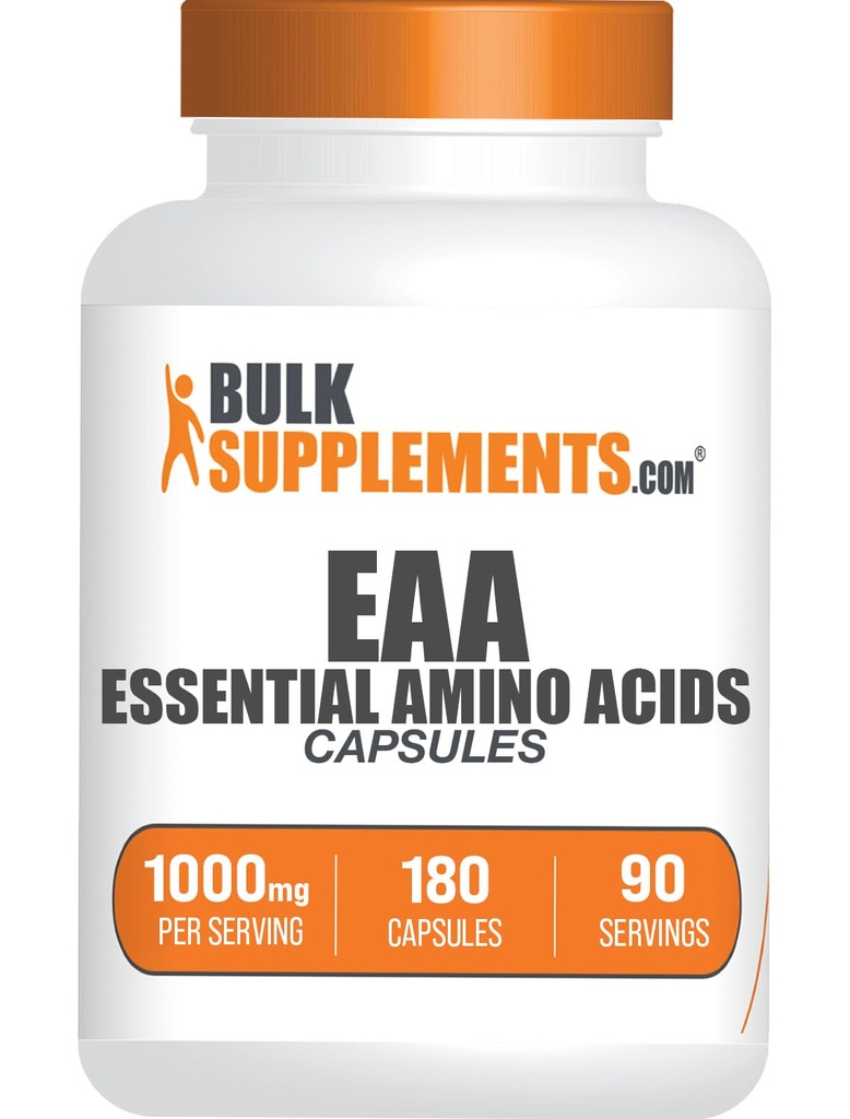 BulkSupplements.com Essentiële Aminozuren Capsules (EAA) - Aminozuren Supplement - EAAs Aminozuren - EAA Capsules - 1000 mg Serving - 90 Day Supply (180 Gelatine Capsules)