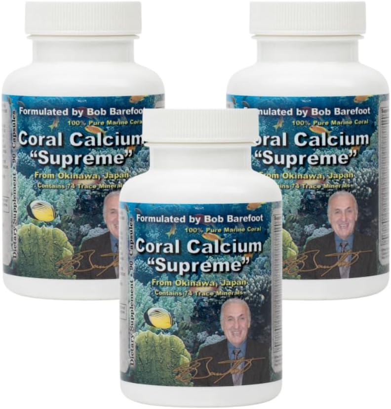 Bobs Best Coral Calcium Supreme I 100% Pure Marine Coral, 74 Trace Minerals I 90 Capsules, Verpakking van 3