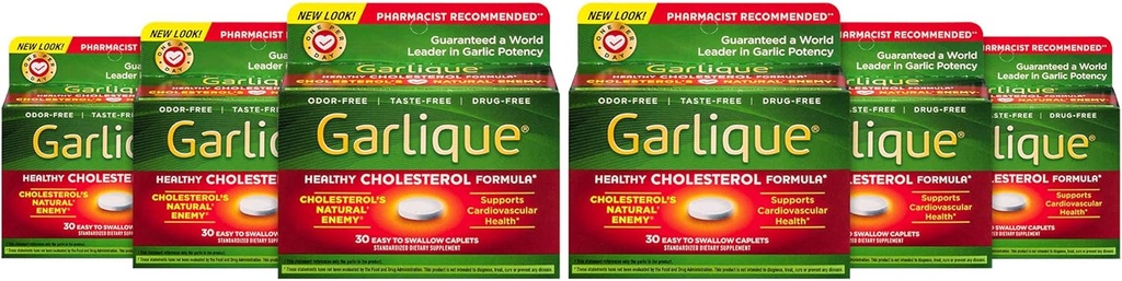 Garlique Healthy Cholesterol Formula met 5000 mcg Allicine, 60 Enteric Coated Caplets (pakket van 6)