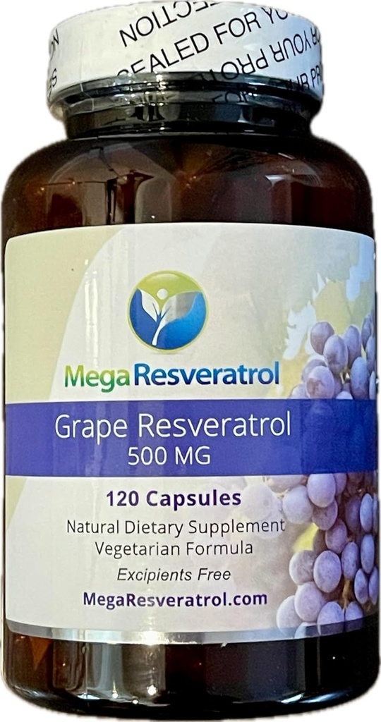 Mega Resveratrol Red Grape Skin, Piceid Resveratrol, Water-Oplosbaar/High Absorptie/Boosts Nitric Oxid. 500 mg per capsule. Zuiverheid gecertificeerd. GEEN Giftige Ingredienten. Keto, Vegan, Non-GMO.