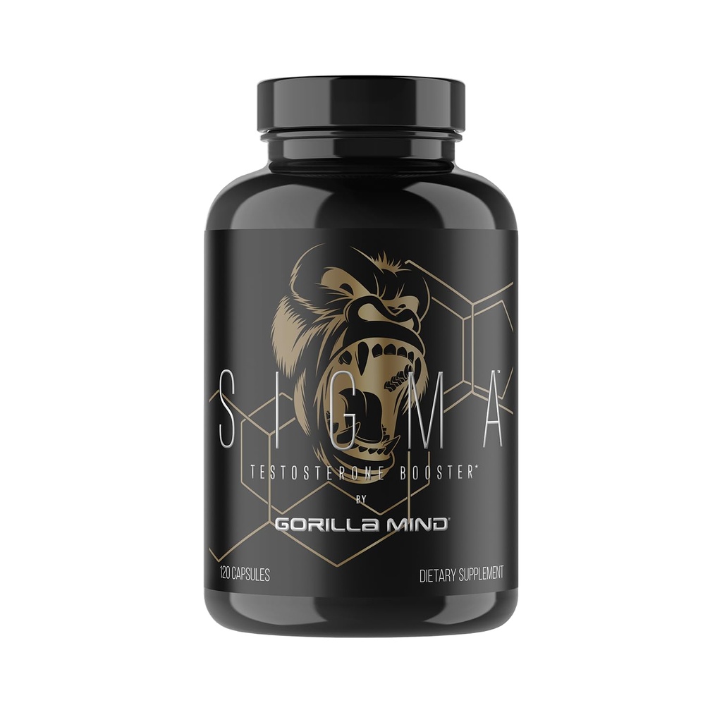 Gorilla Mind Sigma Testostérone Booster - Fabriqué avec Tongkat Ali et Fadogia Agresti Extrait pour soutenir un niveau de testostérone plus élevé (120 capsules)
