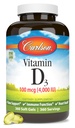 Carlson - Vitamine D3, 4000 IE (100 mcg), Bone & Immune Health, Cholecalciferol Supplement, Glutenvrije Vitamine D Capsules, 360 Softgels
