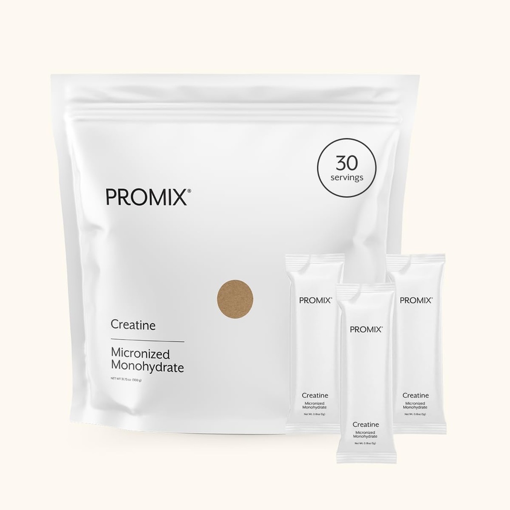 ProMix Nutrition Creatine Monohydraat Travel Packs, 5g van micronized Clean Creatine voor mannen en vrouwen, ondersteunt spiergroei en herstel, Vegan - 30 porties