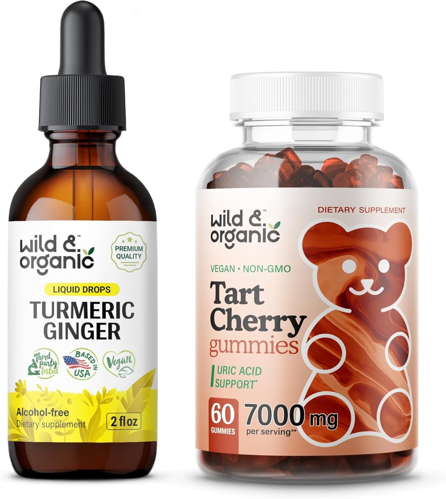 Teinture de gingembre curcuma sauvage et biologique 2 fl oz & Tart Gommies cerises