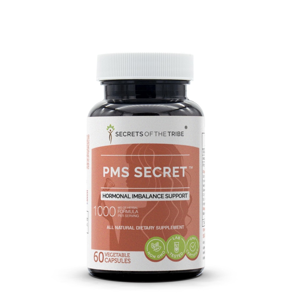 PMS Secret 60 Capsules, 1000 mg, Black Cohosh, Cramp, Vitex, Valérien, Dandelion, Camomile, St. John's Wort. Soutien à l'équilibre hormonal (60 capsules)
