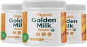 Poudre de lait d'or biologique avec vitamines D3 & K2, curcuma, gingembre, Curcumine, cannelle, KSM66 Ashwagandha, Saint Basilic et prébiotiques naturels – Delicious Unsweetened Turmeric Tea Latte - 3 Pack