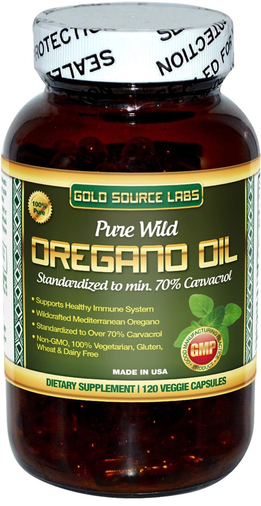 Wild Oregano Oil Capsules - 120 Liquid Veggie Softgels - Pure Standardized Wild Oregano Leaf Extract biedt 70% Carvacrol (32 mg) voor de gezondheid van het immuunsysteem - Niet GGO, Veganist, Glutenvrij